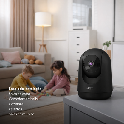 Câmera Optimus Pro Full HD 2K Wifi 355° Visão Noturna Preto Neo