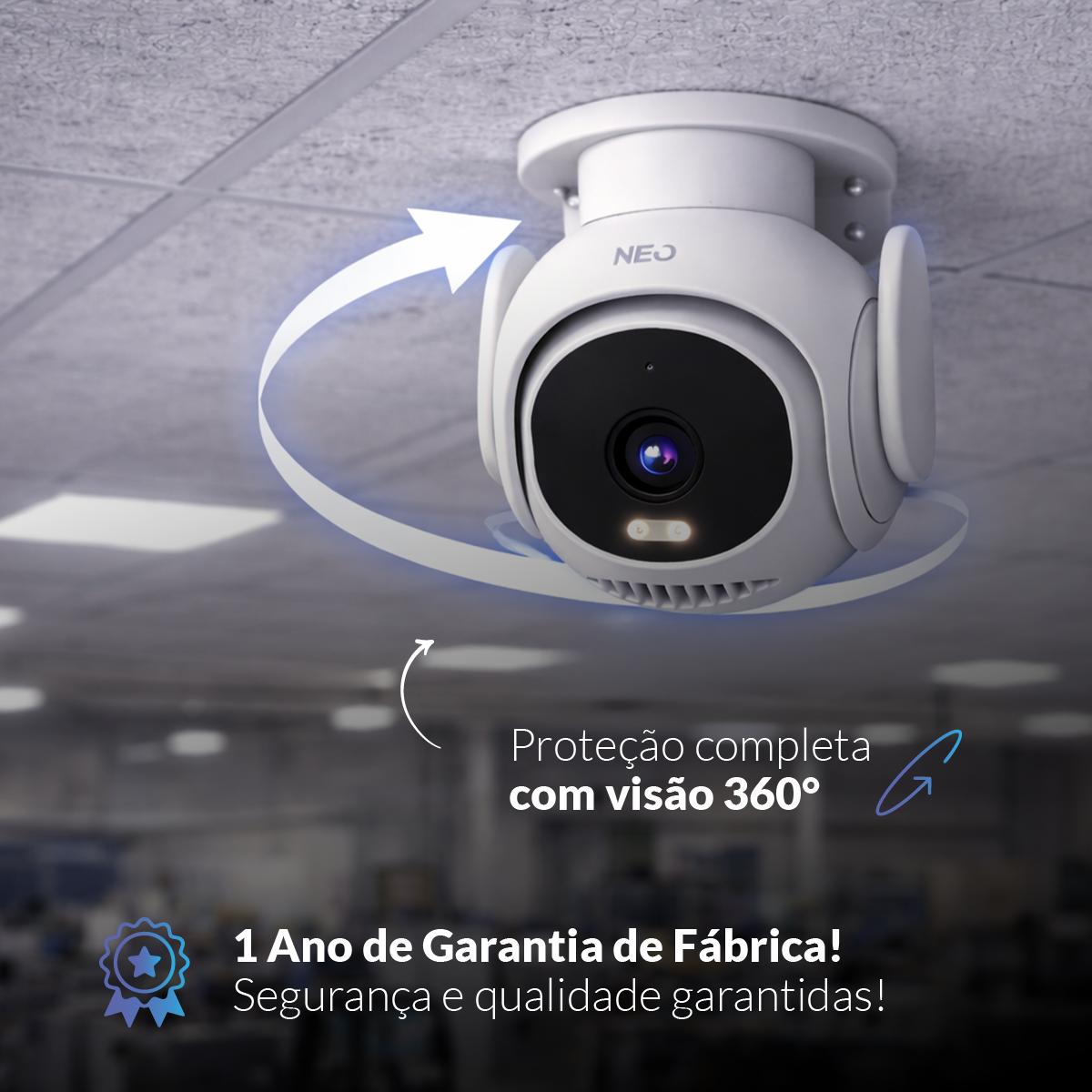Câmera Vion Full HD 1080p Wifi 355° Onvif Visão Noturna Branco Neo