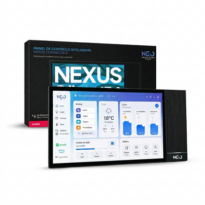 Painel de Controle Central Inteligente Nexus Connecta 8 Hub Zigbee com Alexa Preto Neo Avant
