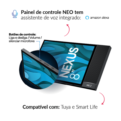 Painel de Controle Central Inteligente Nexus Connecta 8 Hub Zigbee com Alexa Preto Neo Avant