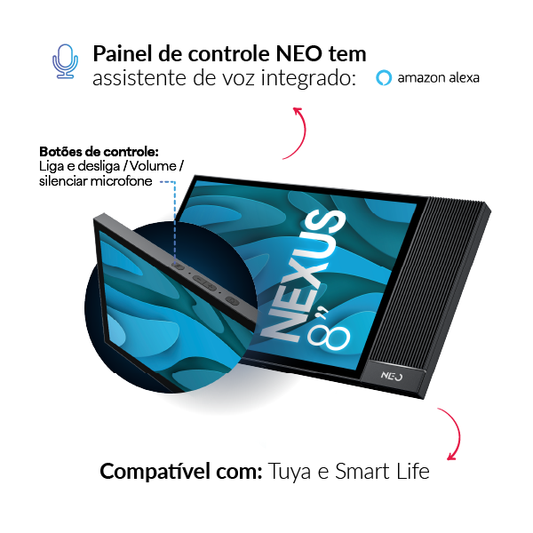 Painel de Controle Central Inteligente Nexus Connecta 8 Hub Zigbee com Alexa Preto Neo Avant