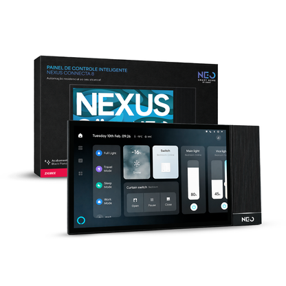 Painel de Controle Central Inteligente Nexus Connecta 8 Hub Zigbee com Alexa Preto Neo Avant