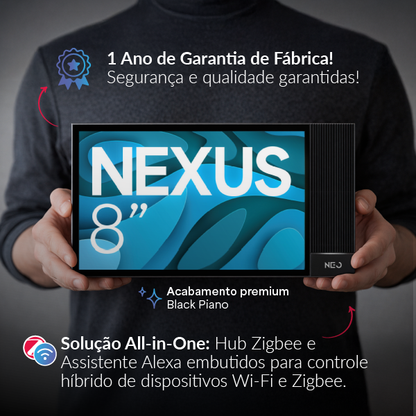 Painel de Controle Central Inteligente Nexus Connecta 8 Hub Zigbee com Alexa Preto Neo Avant
