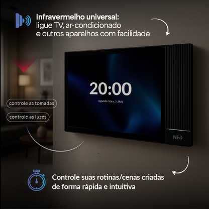 Painel de Controle Central Inteligente Nexus Connecta 8 Hub Zigbee com Alexa Preto Neo Avant