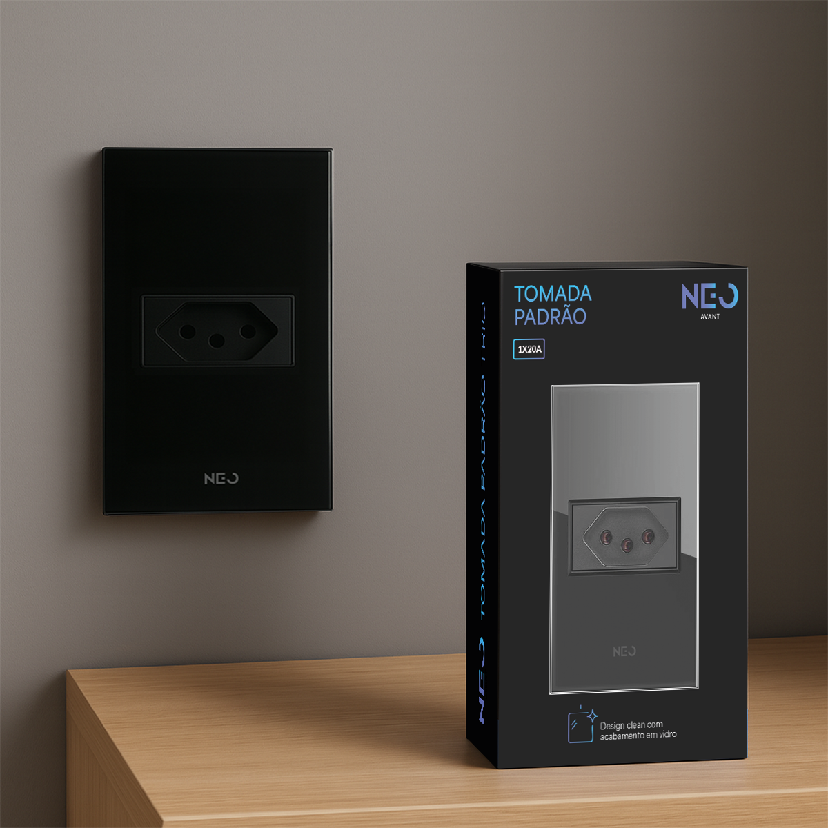 Tomada Flex com 1 Saida 4x2 10A e 20A Bivolt Preto Avant Neo - NEO Avant