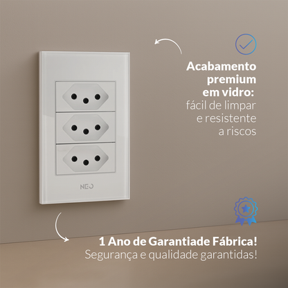 Tomada Flex Trio com 3 Saídas 4x2 10A e 20A Bivolt Branco Avant Neo - NEO Avant