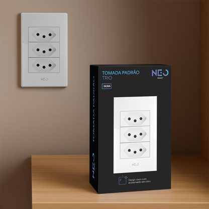 Tomada Flex Trio com 3 Saídas 4x2 10A e 20A Bivolt Branco Avant Neo - NEO Avant