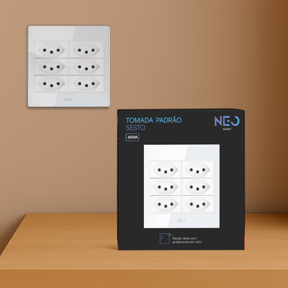 Tomada Flex com 6 Saídas 4x4 10A e 20A Bivolt Branco Avant Neo - NEO Avant