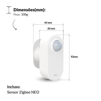 Sensor Presença Articulado 180 graus Zigbee Embutir 110v/220v Branco Avant Neo