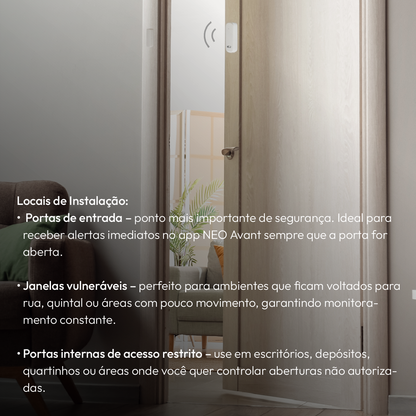 Sensor Porta e Janela Wi-fi 2.4 GHz Sobrepor Branco Avant Neo