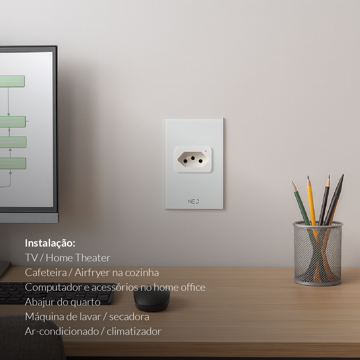 Tomada Inteligente Wifi 20A Bivolt Branco Neo