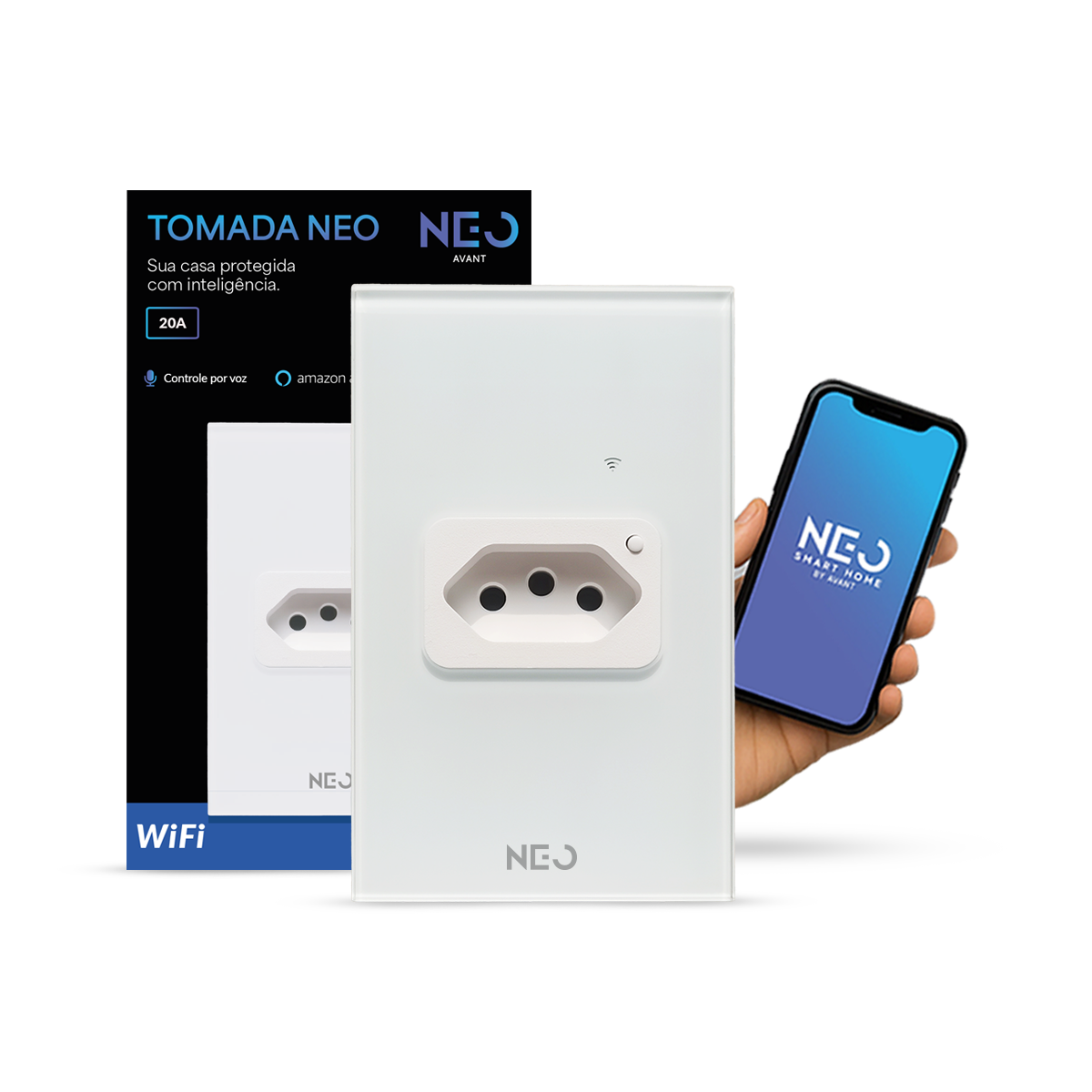 Tomada Inteligente Wifi 20A Bivolt Branco Neo