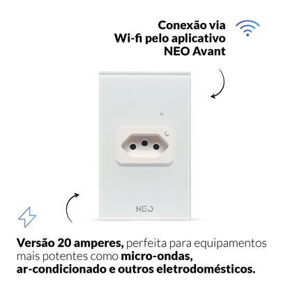 Tomada Inteligente Smart Wi-fi 2.4 GHz 20A Bivolt Branco Avant Neo - NEO Avant