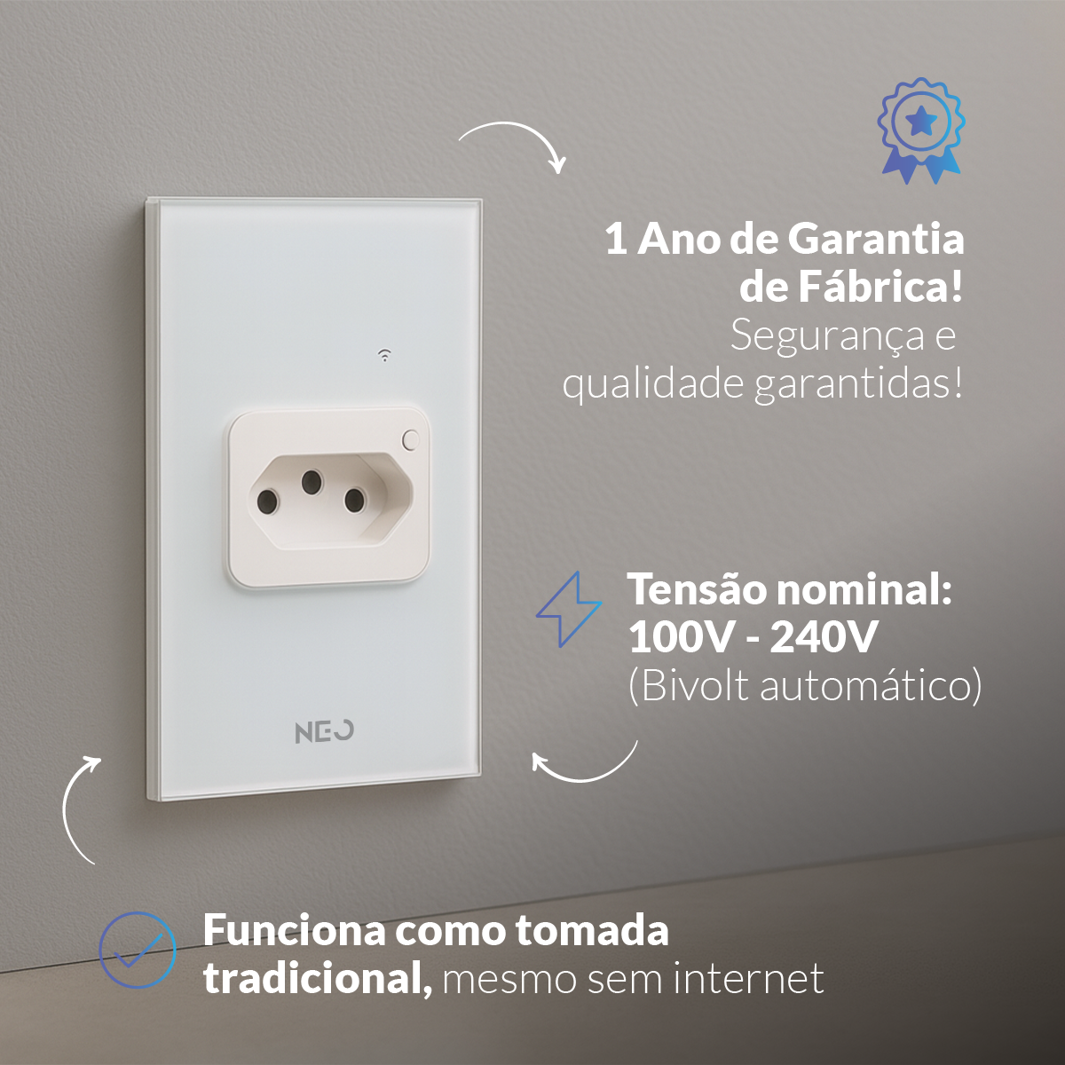 Tomada Inteligente Smart Wi-fi 2.4 GHz 20A Bivolt Branco Avant Neo - NEO Avant