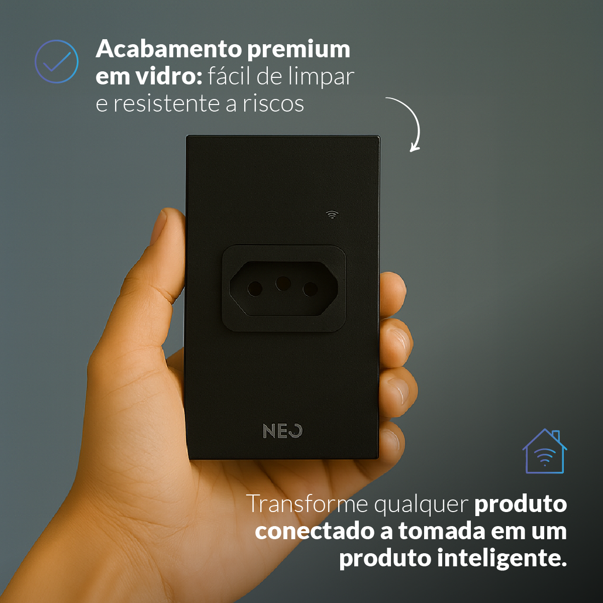 Tomada Inteligente Wifi 20A Bivolt Preto Neo