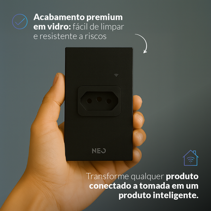 Tomada Inteligente Wifi 20A Bivolt Preto Neo