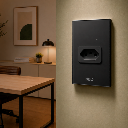 Tomada Inteligente Wifi 20A Bivolt Preto Neo