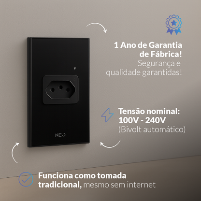 Tomada Inteligente Smart Wi-fi 2.4 GHz 20A Bivolt Preto Avant Neo - NEO Avant