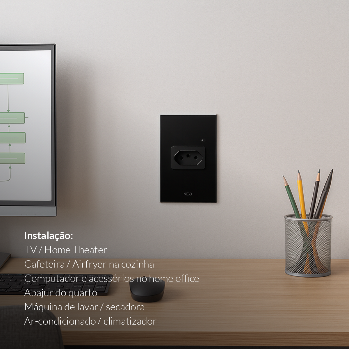 Tomada Inteligente Smart Wi-fi 2.4 GHz 20A Bivolt Preto Avant Neo - NEO Avant