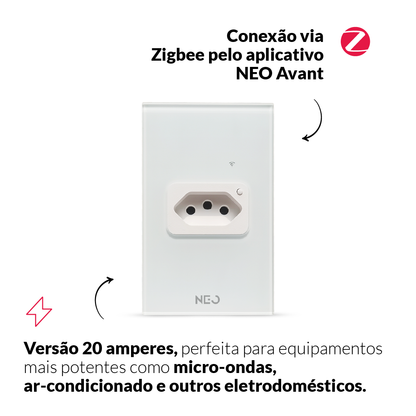 Tomada Inteligente Smart Zigbee 20A Bivolt Branco Avant Neo - NEO Avant