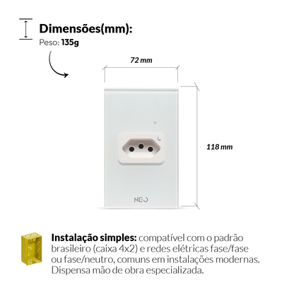 Tomada Inteligente Zigbee 20A Bivolt Branco Neo