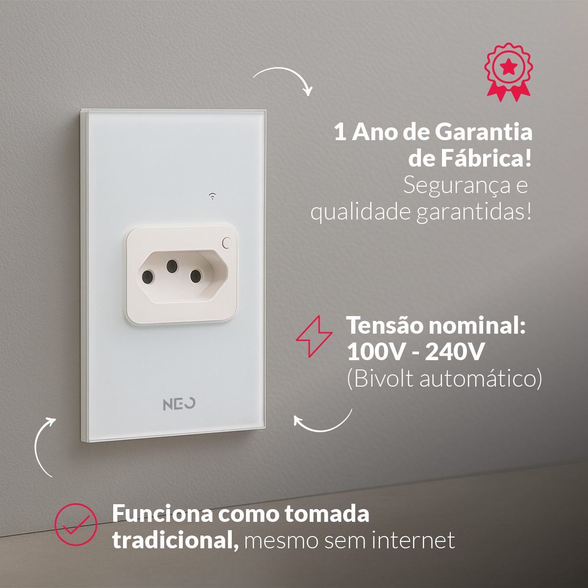 Tomada Inteligente Smart Zigbee 20A Bivolt Branco Avant Neo - NEO Avant