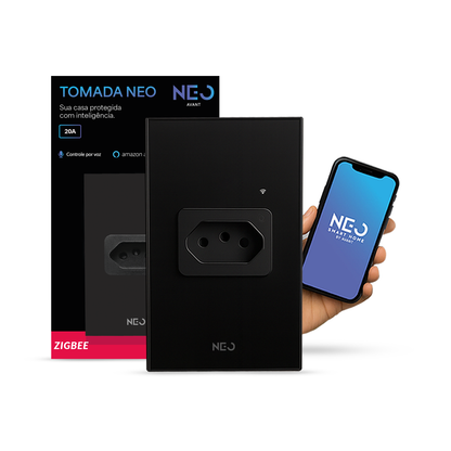Tomada Inteligente Zigbee 20A Bivolt Preto Neo