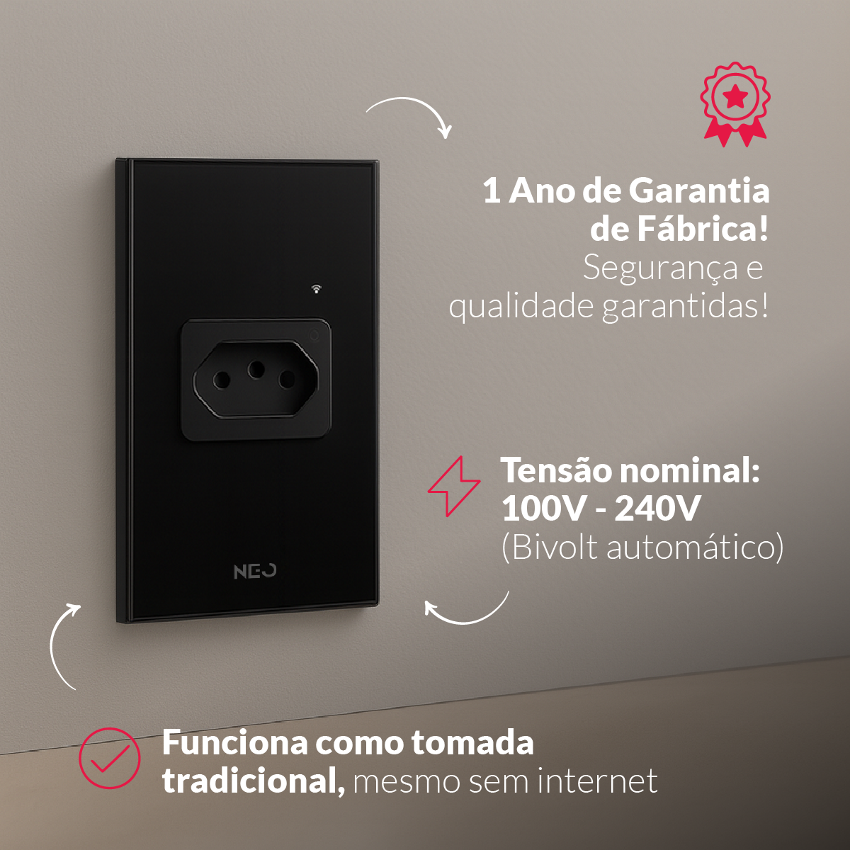 Tomada Inteligente Smart Zigbee 20A Bivolt Preto Avant Neo - NEO Avant