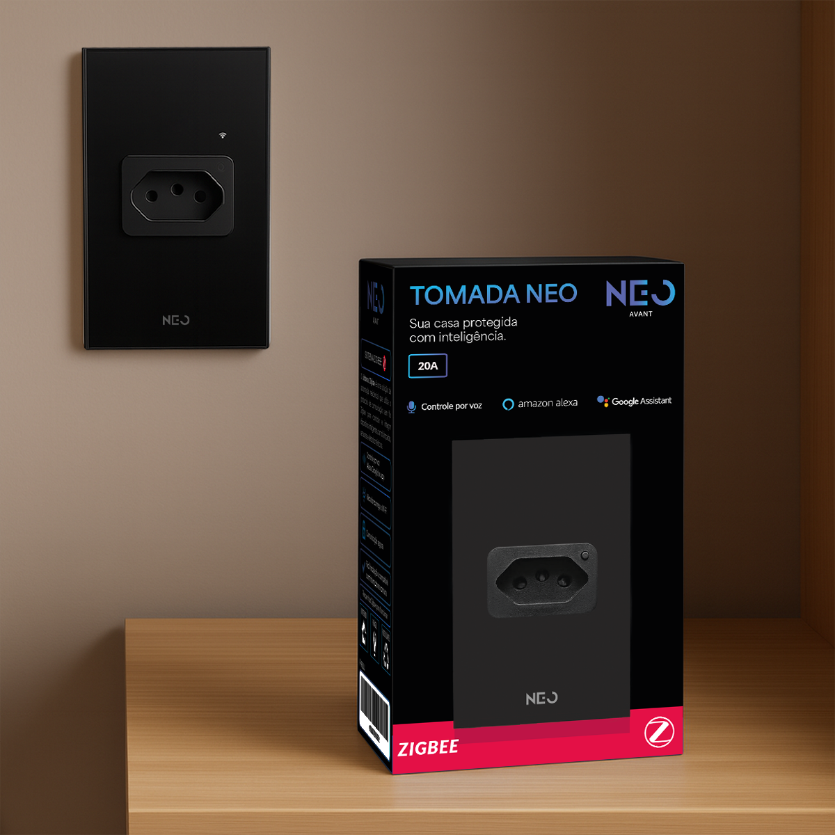 Tomada Inteligente Smart Zigbee 20A Bivolt Preto Avant Neo - NEO Avant