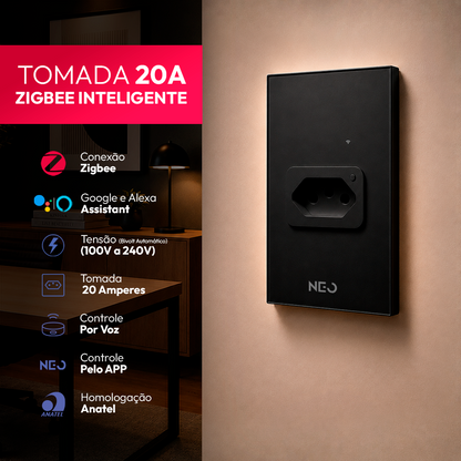 Tomada Inteligente Zigbee 20A Bivolt Preto Neo