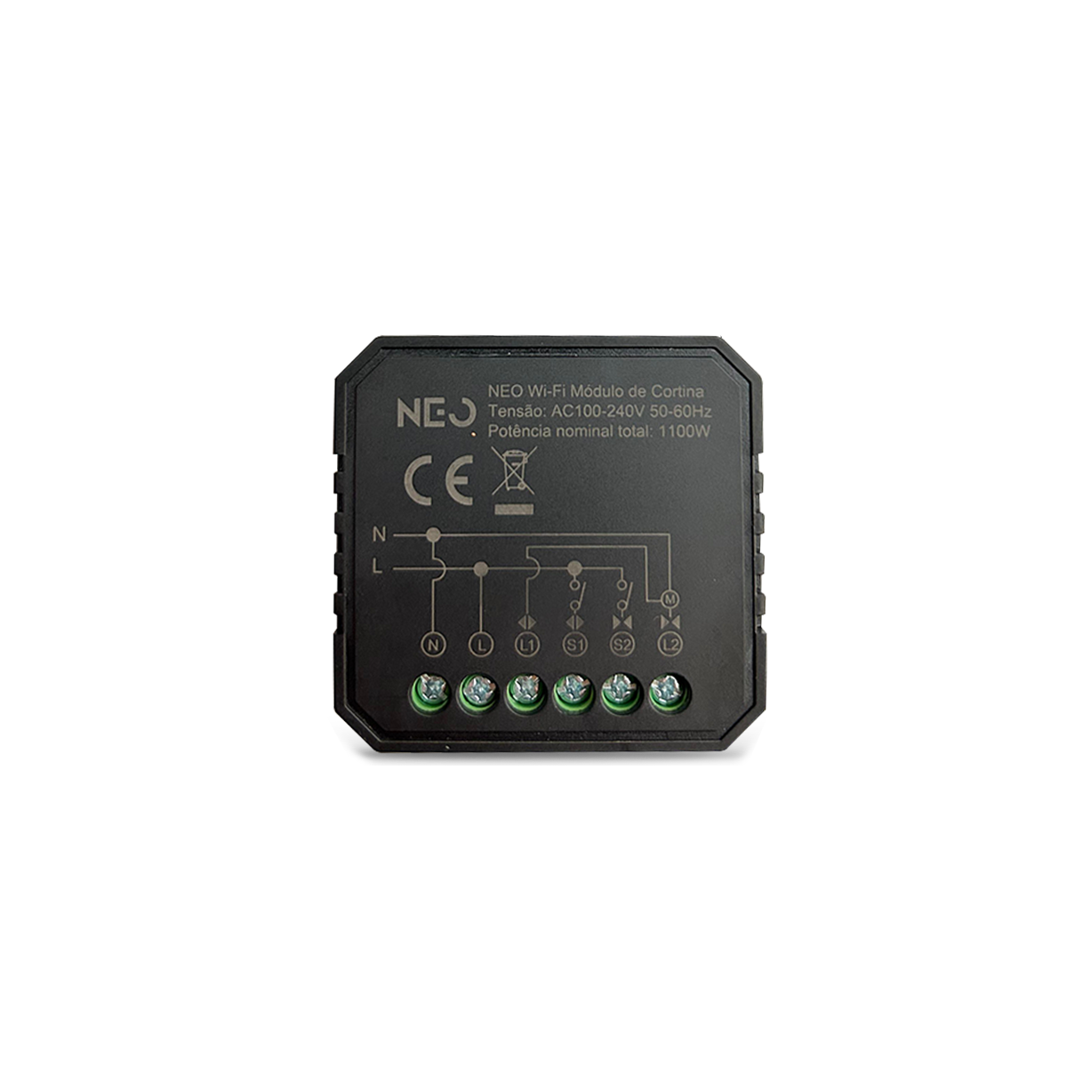 Mini Módulo Relé de Cortina Wifi Sobrepor 10A Bivolt Branco Neo