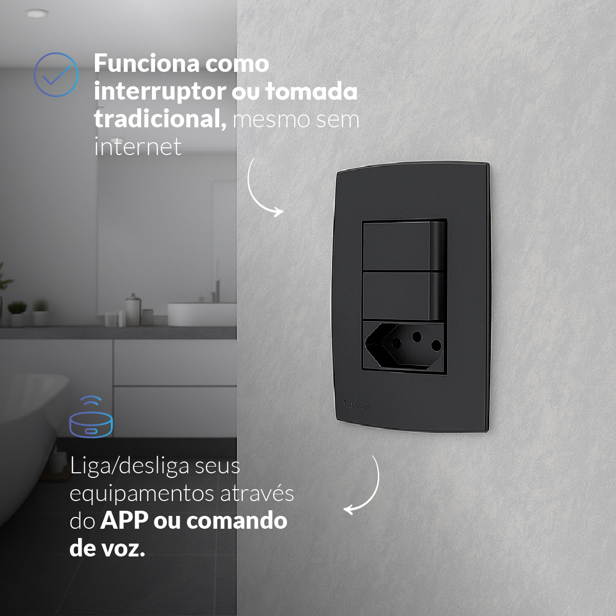 Mini Módulo Relé de Cortina Wifi Sobrepor 10A Bivolt Branco Neo