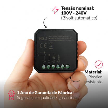 Modulo Interruptor Relé de Cortina Zigbee Sobrepor 10A 110v/220v Branco Avant Neo - NEO Avant