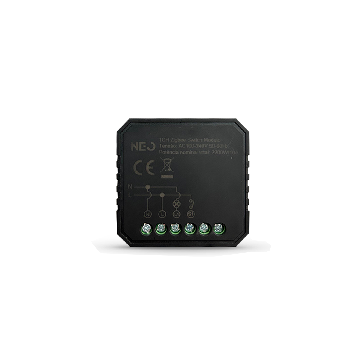 Mini Módulo Relé de Cortina Zigbee Sobrepor 10A Bivolt Branco Neo
