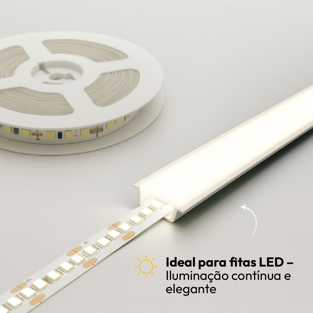 Perfil Led Barra 2m Inside 24x08mm Embutir Branco Alut