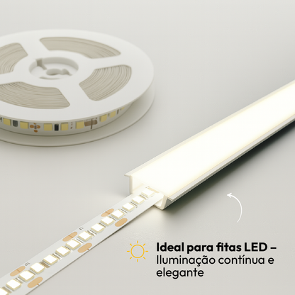 Perfil Led Barra 2m Inside 24x08mm Embutir Branco Alut