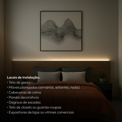 Perfil Led Barra 2m Inside 24x08mm Embutir Branco Alut