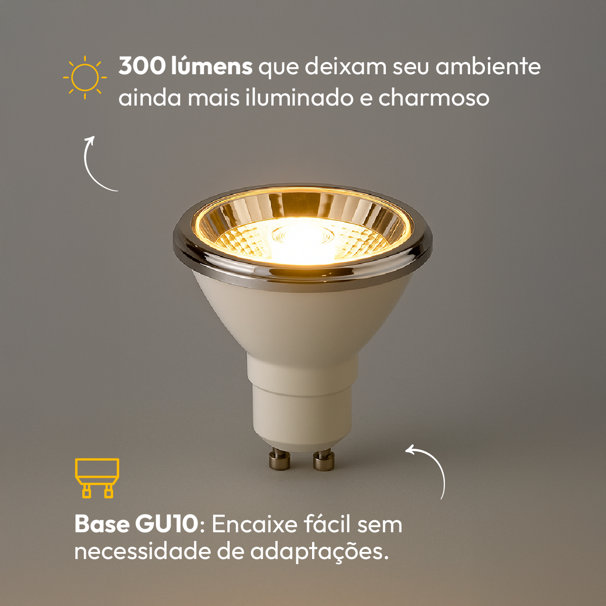 Lâmpada Led Ar70 4.8w Gu10 2700k Branco Quente Bivolt Alut