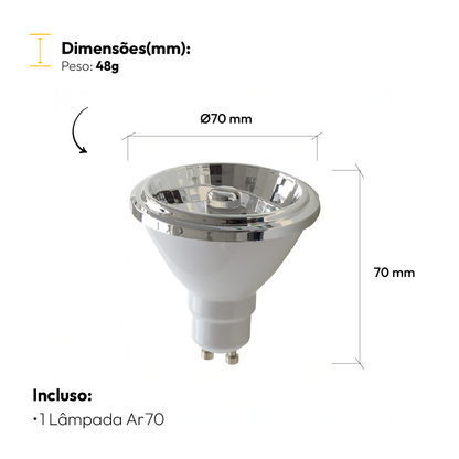 Lâmpada Led Ar70 4.8w Gu10 2700k Branco Quente Bivolt Alut
