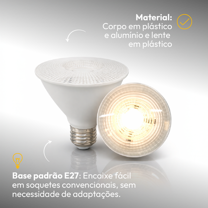 Lâmpada Led Par30 11w 3000k Branco Quente E27 Bivolt Alut