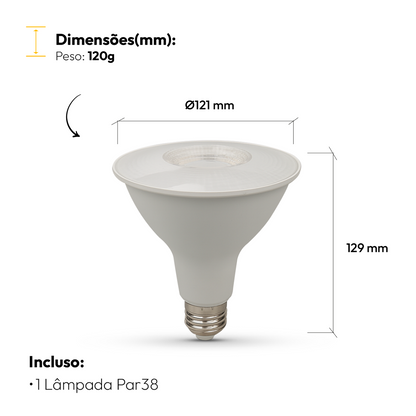 Lâmpada Led Par38 14w 2700k Branco Quente E27 Bivolt Alut