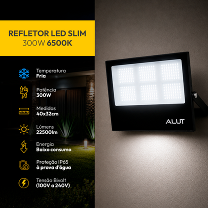 Refletor Led Slim 300w 6500k Branco Frio Bivolt IP65 Alut