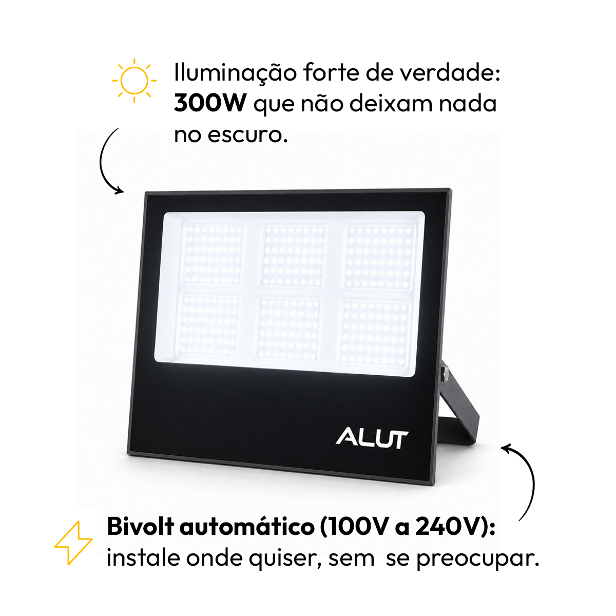 Refletor Led Slim 300w 6500k Branco Frio Bivolt IP65 Alut