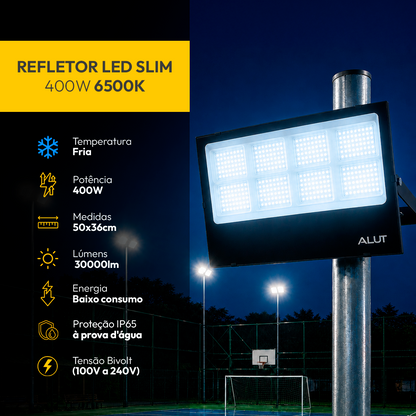 Refletor Led Slim 400w 6500k Branco Frio Bivolt IP65 Alut