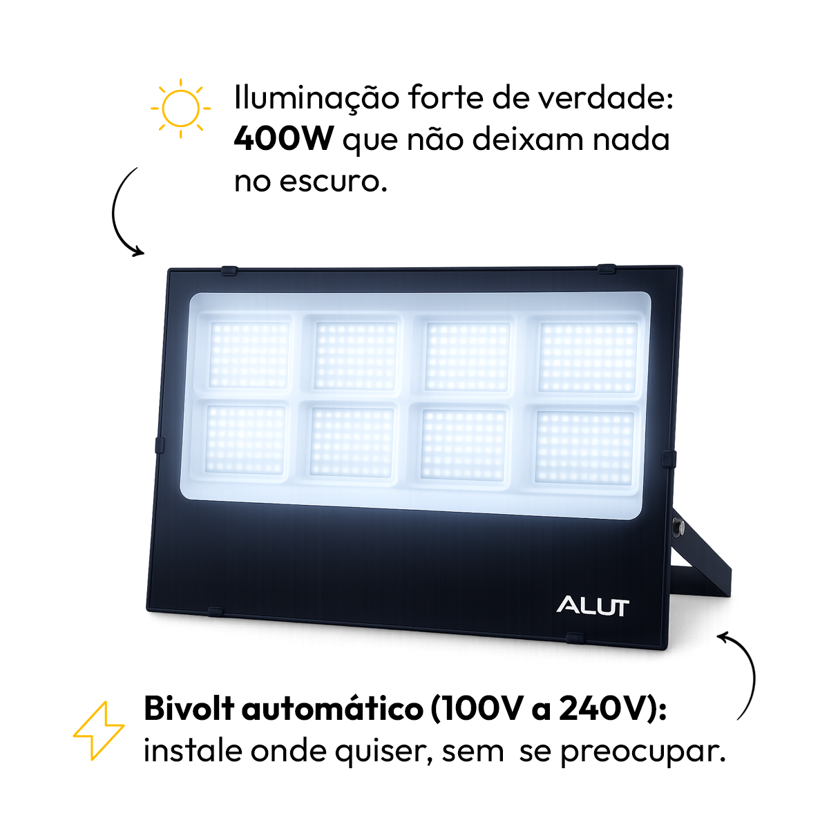 Refletor Led Slim 400w 6500k Branco Frio Bivolt IP65 Alut