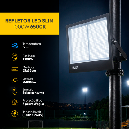 Refletor Led Slim 1000w 6500k Branco Frio Bivolt IP65 Alut
